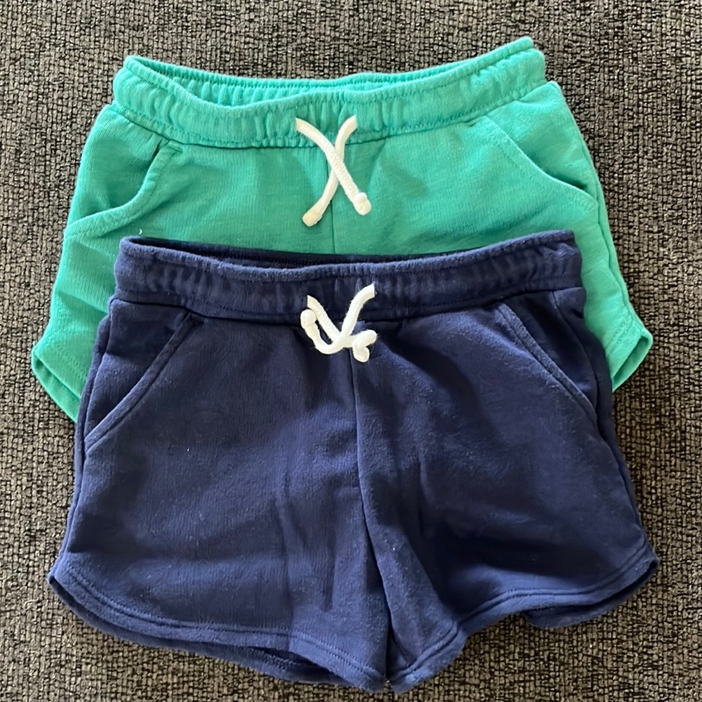 Old Navy Girl or Boy running shorts size 3T. Two pair one blue and one turquoise